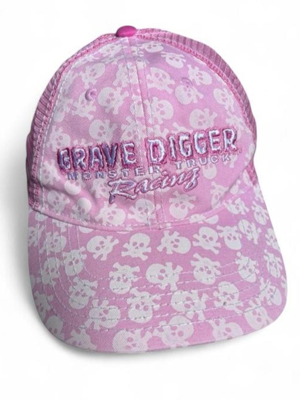 2000’s Pink Grave Digger Monster Jam Skull Trucker Hat Y2K WOMENS ONE SIZE